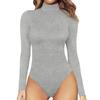 Women's Mock Neck Long Sleeve Stretchy Bodysuit Slim Fit Solid Color Body Shaper Jumpsuit Top
