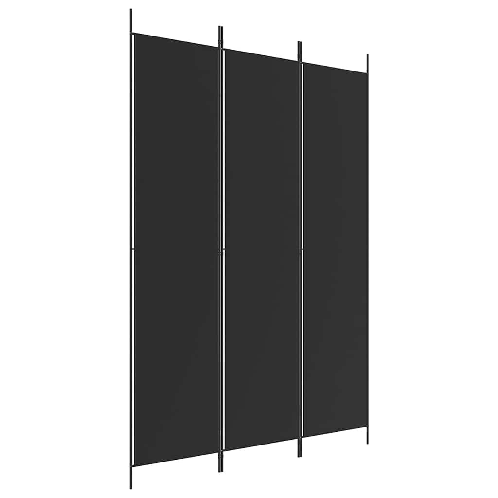 3 Panel Black Folding Screen 150 x 220 cm Fabric