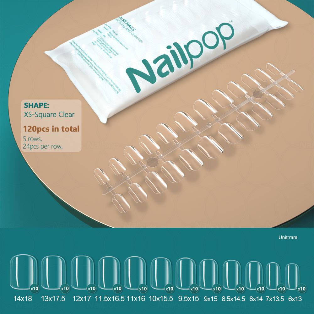 Nailpop Transparent Fake Nail Acrylic Tips Press On Nails Coffin Traceless and Ultrathin False Nails Accessories Tools 120pcs