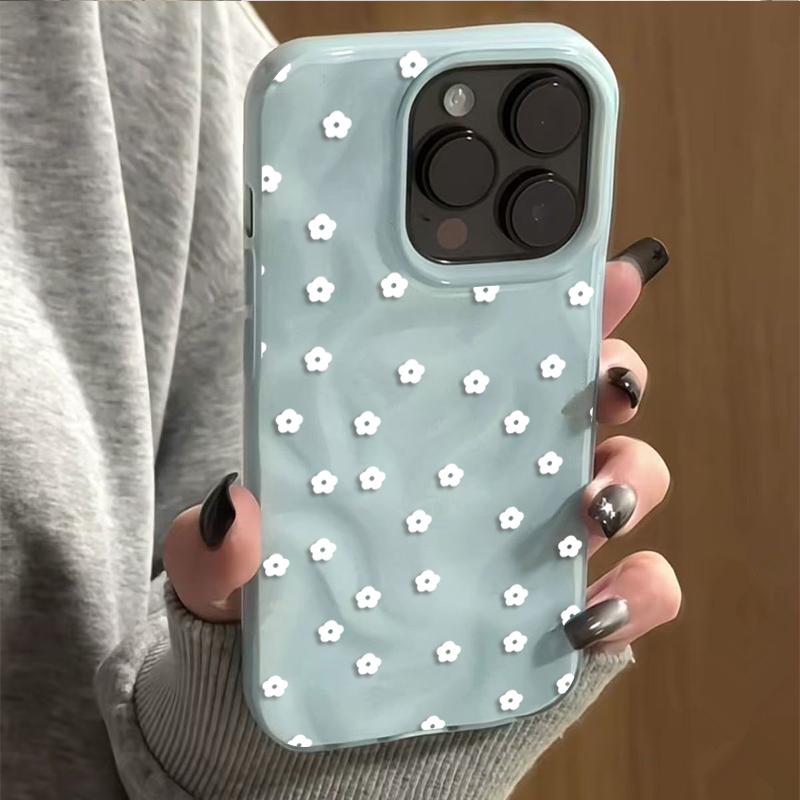 Shockproof Phone Case for iPhone 17 16 Plus 15 Pro 14 13 12 11 Pro Max 17 Air 16E Cute Ditsy Floral White Flower Soft TPU Cover