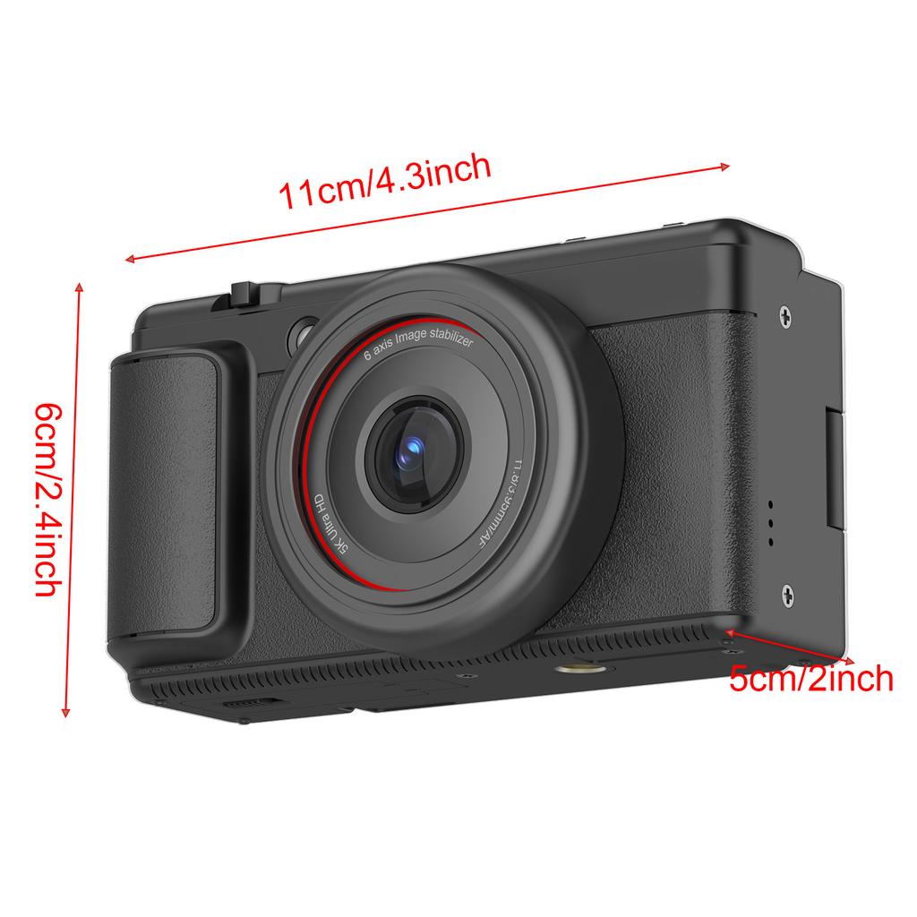 5K Digital Camera 80MP Auto Focus Stabilization 180 Degree Flip Screen Portable Camera 16x Zoom Vlog Travel Camera