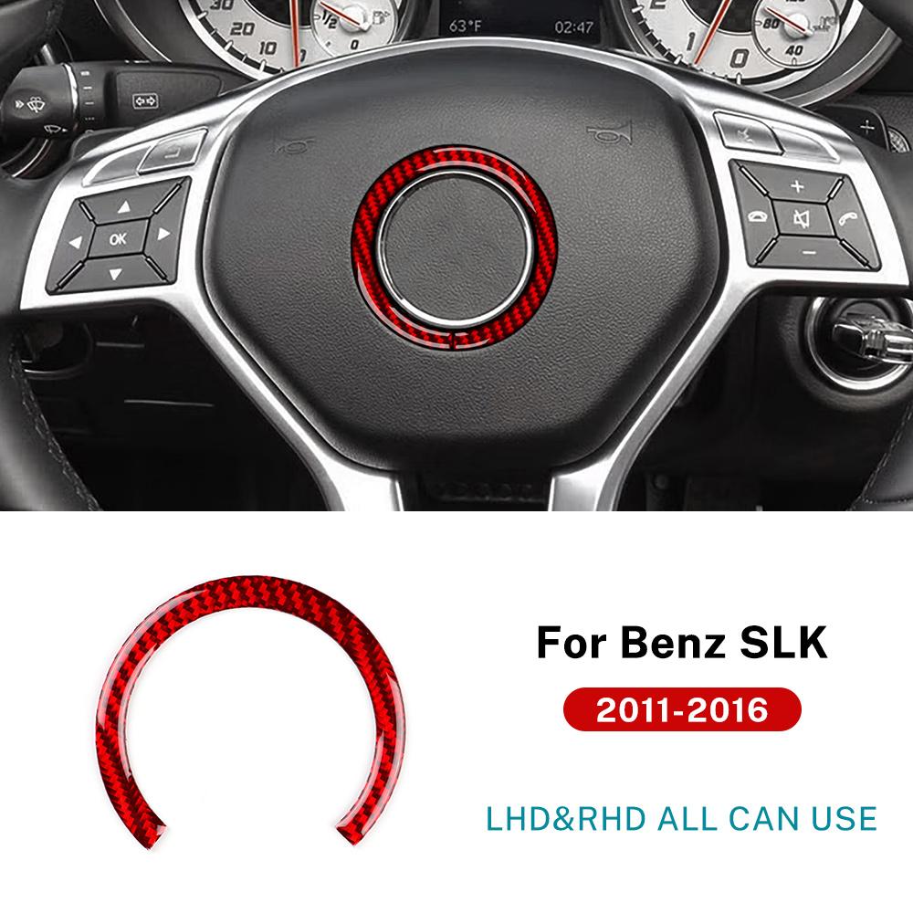Real Soft Carbon Fiber Trim Car Steering Wheel Center Panel Sticker For Mercedes Benz SLK R172 2011 2012 2013 2014 2015 2016
