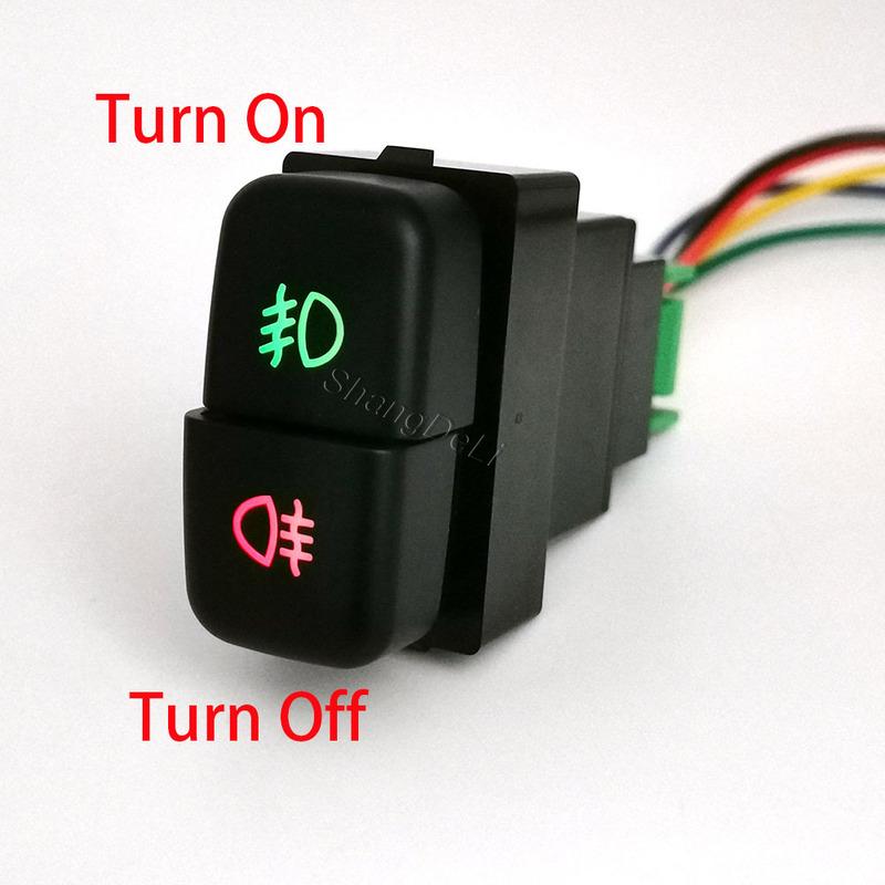 DC12V Car Dual key Switch LED DRL Fan Power on off Radar Switch Button with wire For Mitsubishi Pajero Triton ASX Lancer