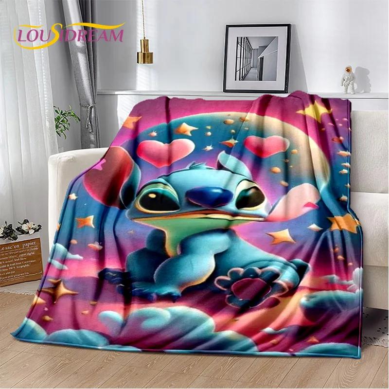 Coperta morbida in flanella con Stitch mostro cartone animato, Coperta da lancio Coperta comoda per picnic Letti Divano Casa Camera da letto Regalo Bambino