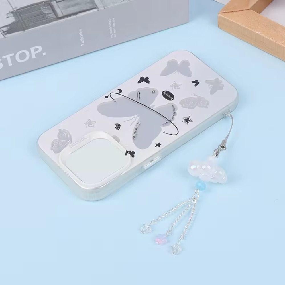 3D Cloud Mobile Phone Strap Keyring Pendant Beaded Phone Chain Cloud Star Lanyard  Women Girls