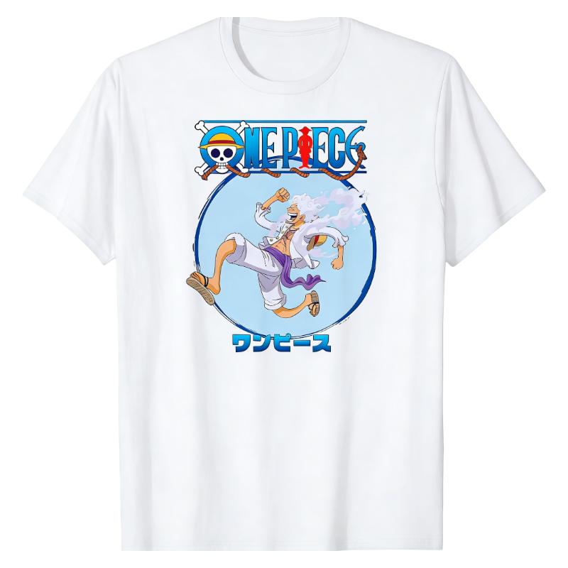 

Luffy Gear 5 Nika One Piece TShirt Sun God Anime Character Print Cotton Crew Neck Breathable Lightweight Casual Fashion Tops S