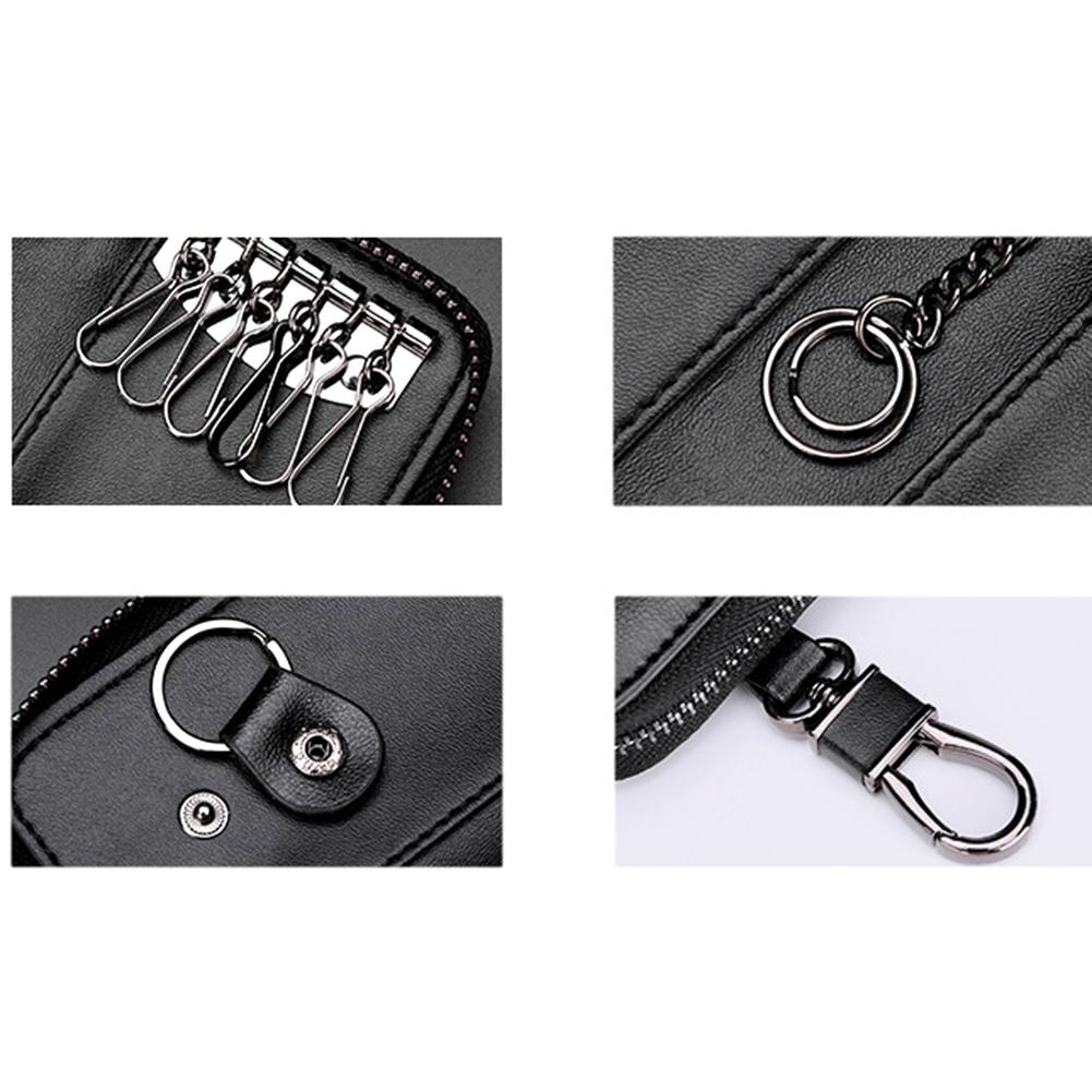 Fashion Genuine Leather Keychain Holder Pouch Zipper Key Holder Organizer Car Key Case