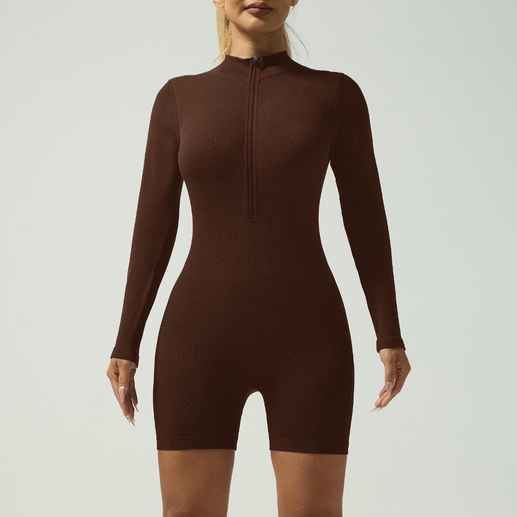 Zippered Yoga & Fitness Bodysuit - Hip-Lifting, Low-Intensity Pilates One-Piece