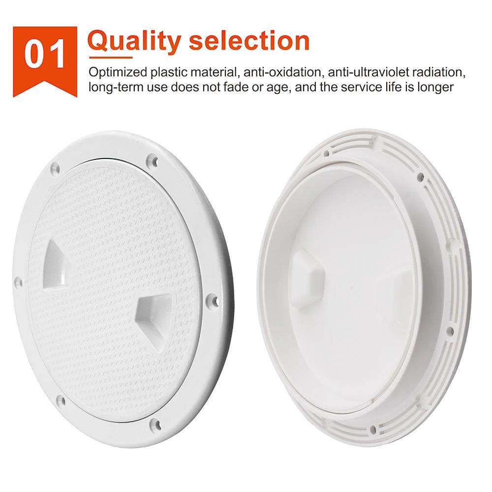 Accessoires de bateau Trappe de bateau 4" 6" 8" ABS Ronde Antidérapante Trappe d'inspection avec Couvercle Amovible pour Bateau Marin Yacht Noir/Blanc