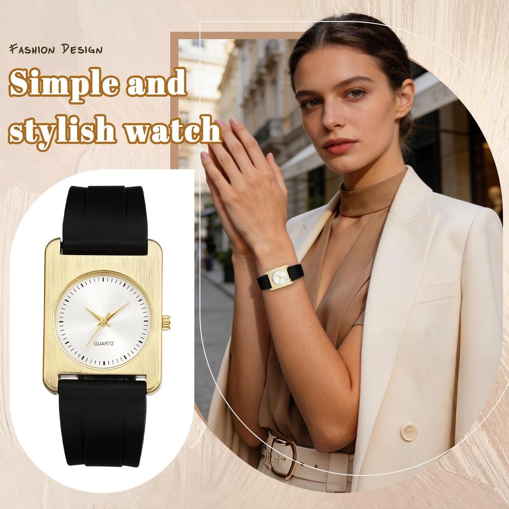 Square Watch Women Silicone Strap Waterproof Fashion Analog Quartz Watch Accessory - Birthday Anniversary Christmas Valentine's Day Gift