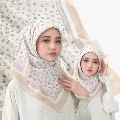 110Cm Digital Print Floral Muslim Hijabs For Women Square Scarf Tudung Malaysia Popular Premium Cotton Voile Foulard Headscarf