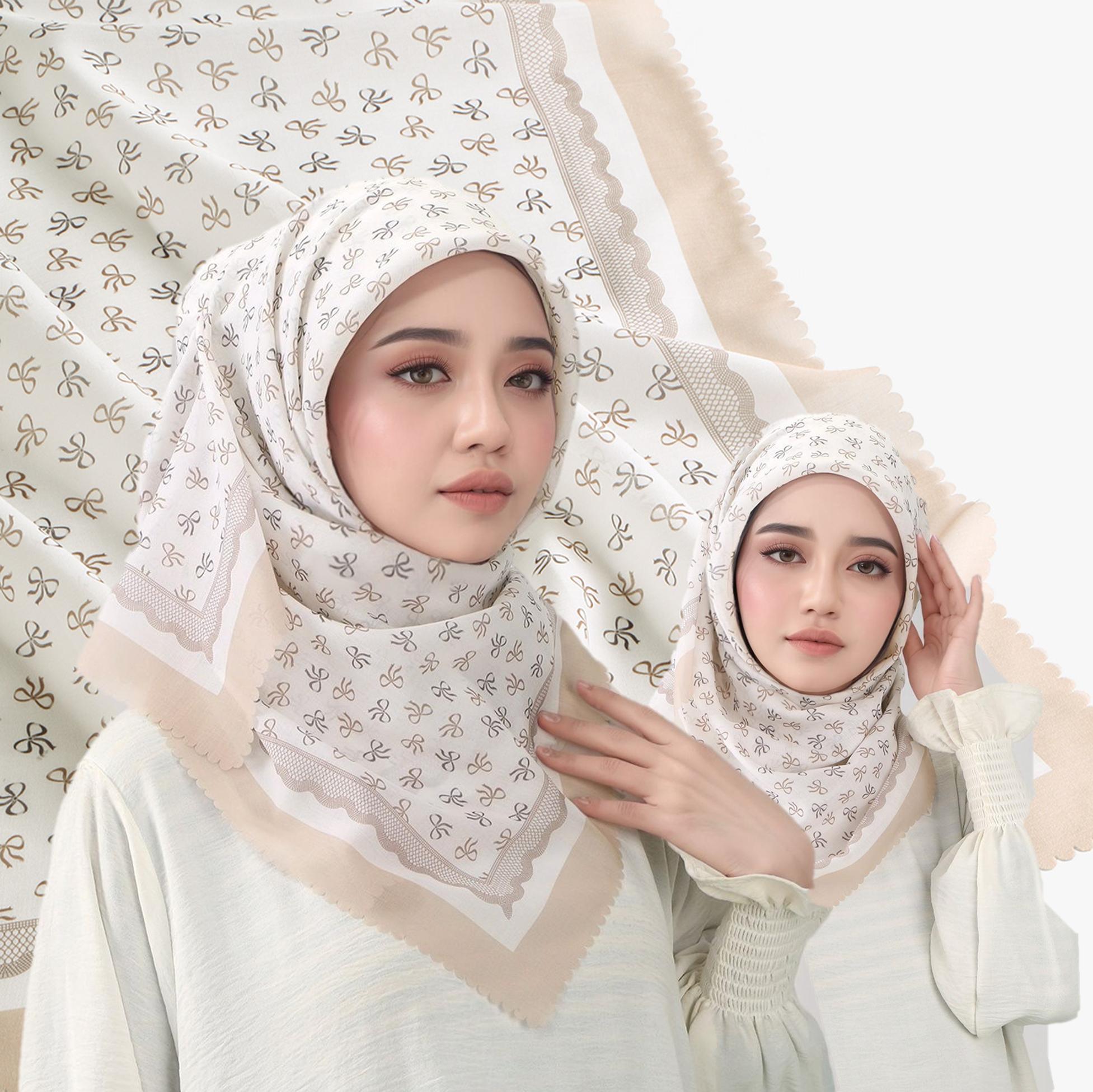 Yto Home Women's 110Cm Digital Print Floral Muslim Hijabs For Square Scarf Tudung Malaysia Popular Premium Cotton Voile Foulard Headscarf