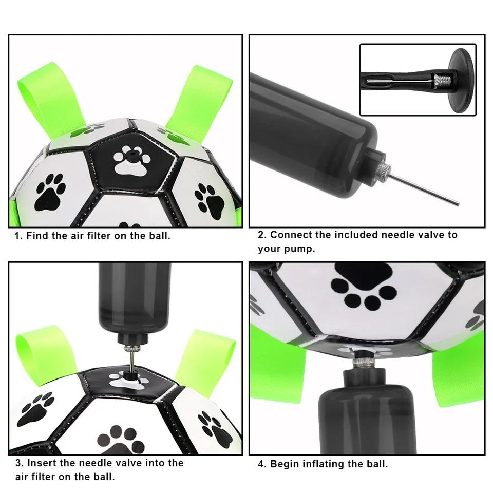 Interactive Dog Soccer Toy with A Grip Ring Durable Water Ball for Dogs Dog Chasing and Playing Toy Without Battery