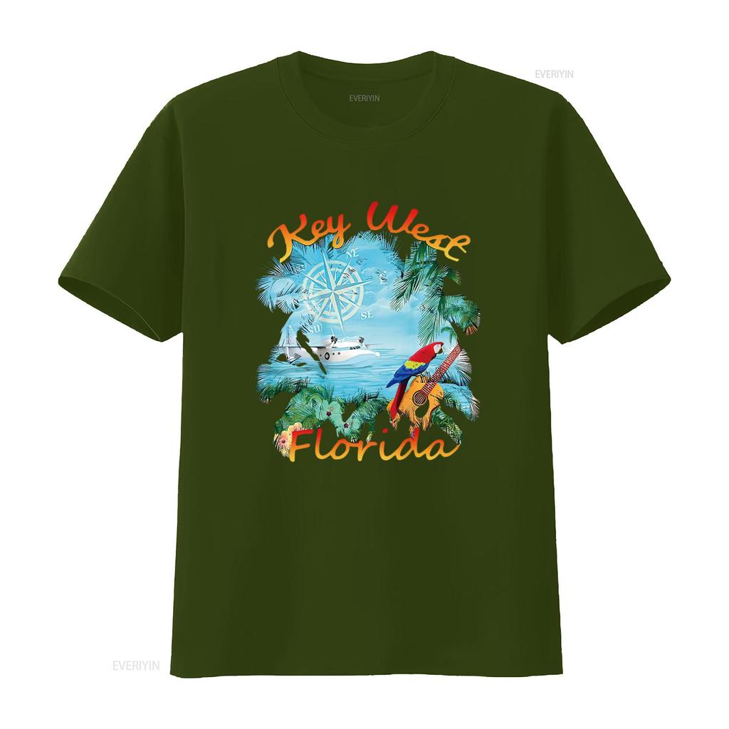 Mens Key West Island Music T Shirt White 2XL vintage Washed Versatile Casual Soft Unisex Comfortable designer clothes graphic