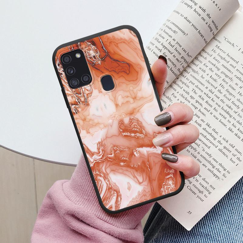 Case For Samsung Galaxy A21S Back Cover Protective Silicone Fundas Fashion Marble Stone Texture Coque For Samsung A21S Capa