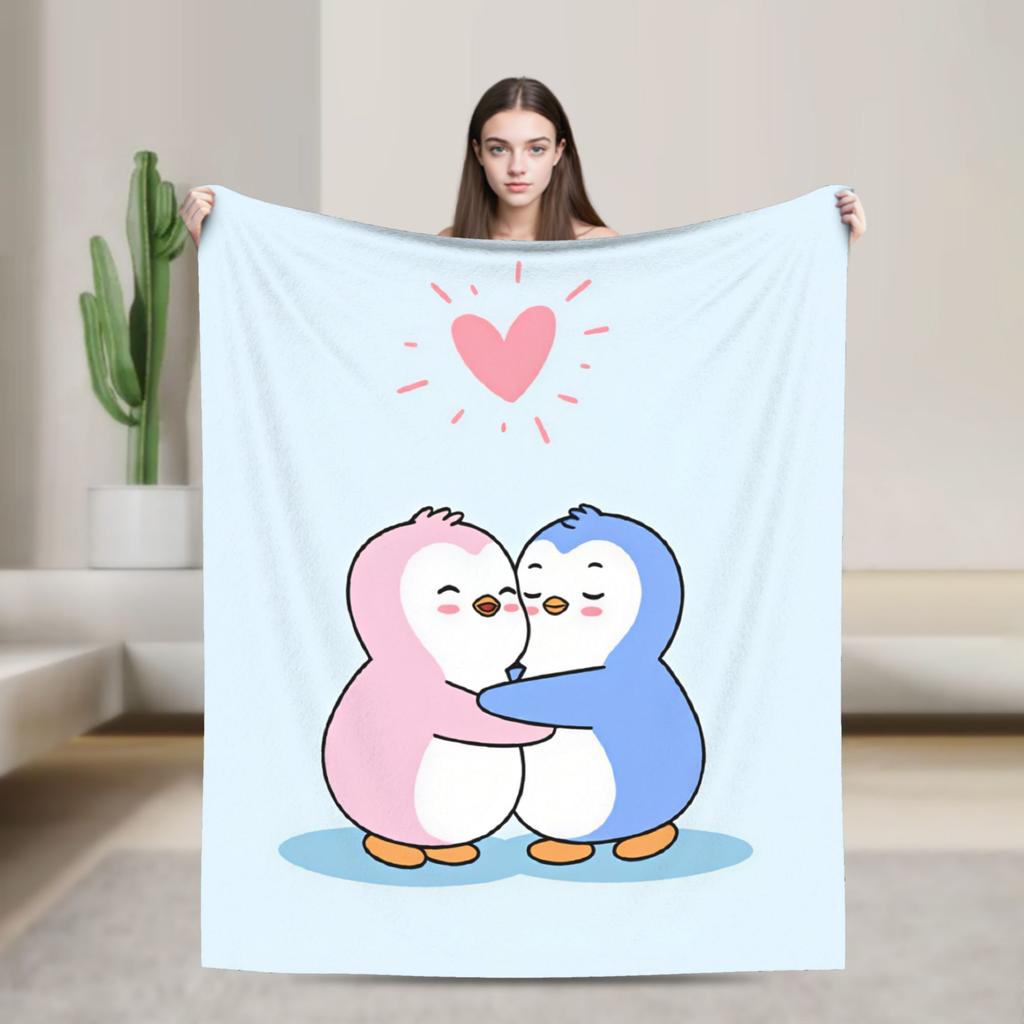 PPudgy Penguin Blanket Warm Funny Plush Bedding Throws For Couch Chair Airplane Travel Flannel Bedspread Bed Cover