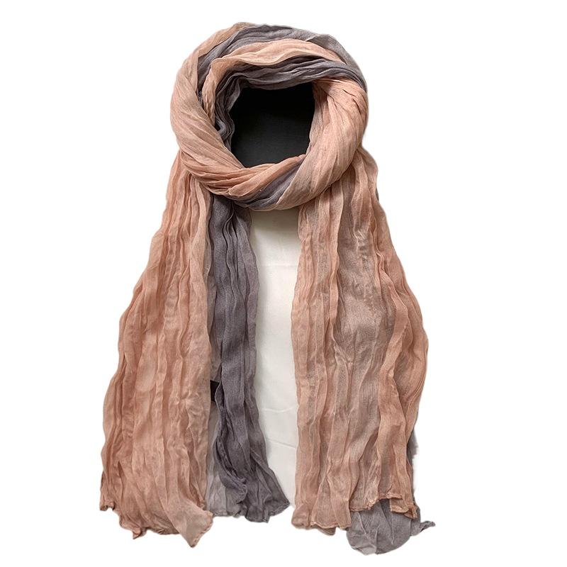 

Женский градиентный шарф с эффектом мятости - Легкий, мягкий, дышащий шарф - Длинная шаль, шарф в ретро этническом стиле, богемный шарф-шаль для пляжного курорта