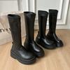 But Knee Thick-soled Boots for Women, Small Looking Thin, Elastic, Thin Boots, Spice Girl Thick-legged High Boots, European and American Single Boots