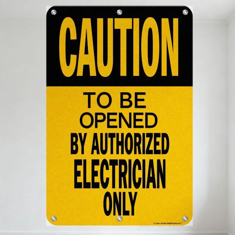 

Caution Authorized Electrician Only Metal Tin Sign, Black & Yellow High-Contrast Safety Warning Sign for Electrical Workstations 20x30cm（7.8x11.8inch）