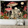 Skeletons And Mushrooms Tapestry Wall Hanging Psychedelic Witchcraft Aesthetics Room Hippie Tapiz Artist Home Decor