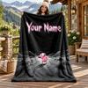 Brave Dog Custom Name Flannel Blanket Personalized Soft Warm Plush Throw Blanket Customized Gift for Family Friends