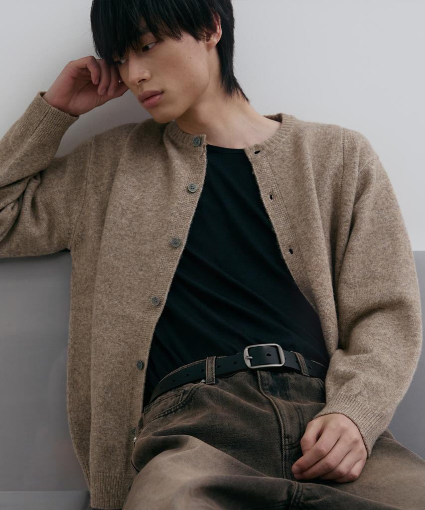 Nodu Single Line Round Cardigan [Beige]