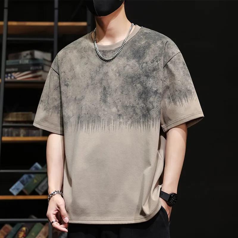 Men's Streetwear Gradient Print Oversized Crew Neck T Shirt