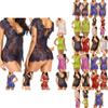 Luxurious Women Eyelash Lace Sexy Lingerie See-through Babydoll Sleepwear Dress T-back Set For Elegant Nights