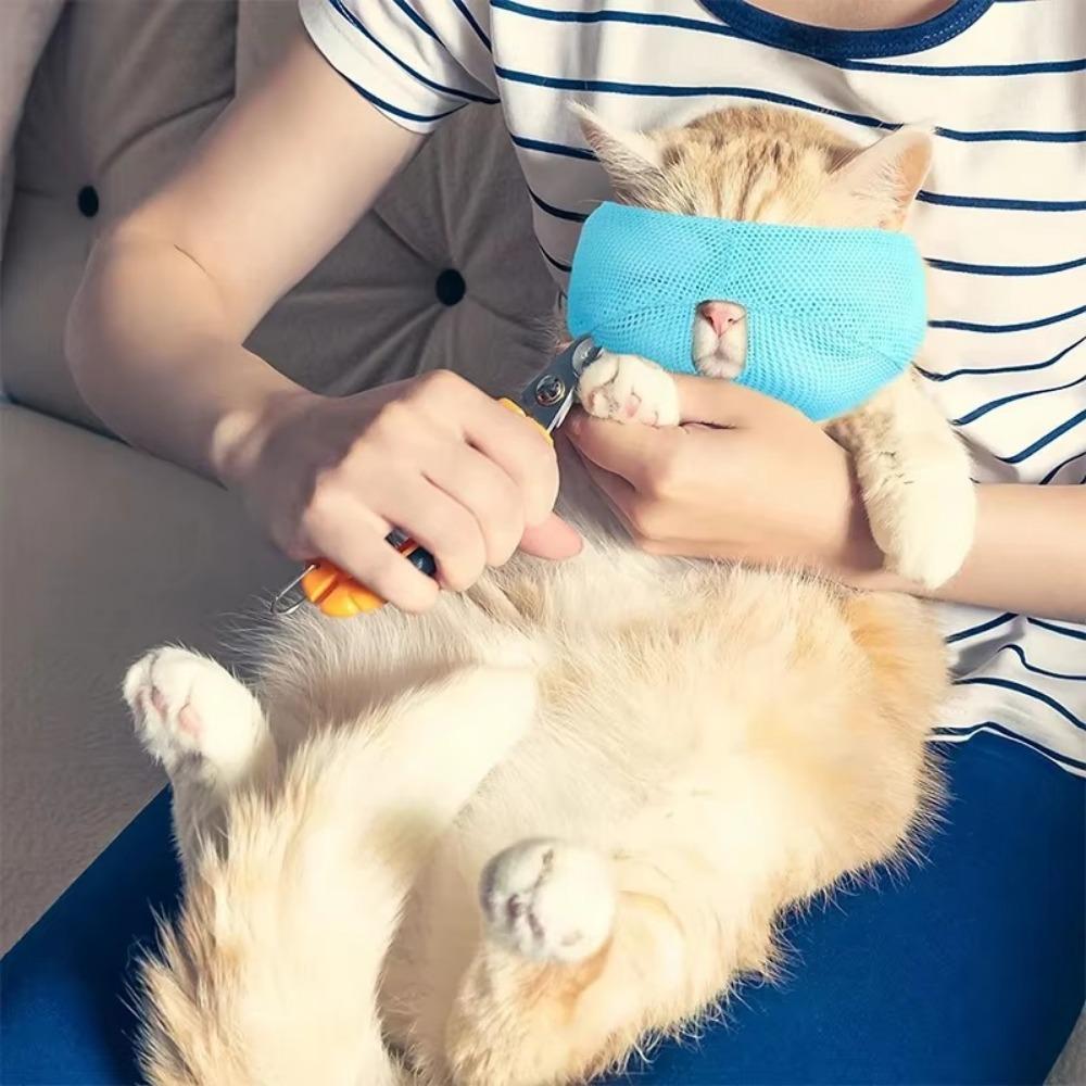 Breathable Cat Muzzle Mesh Cat Mouth Guard Muzzle New Anti Bite Muzzles  Kitten Bathing Bag