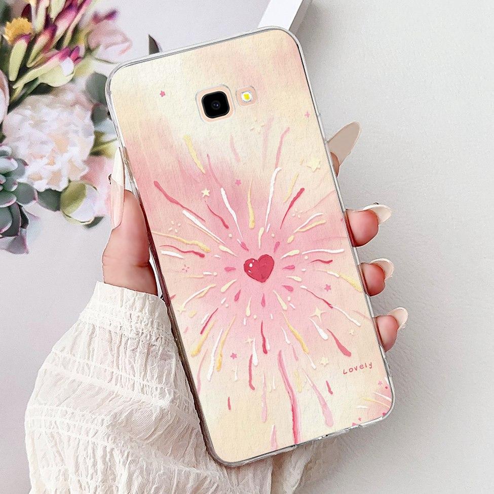 For Samsung J4 Plus Case Clear Cute Fashion Flowers Cool Painted Back Cover For Samsung Galaxy J4+ Phone Case SM-J415F SM-J415G