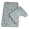 Non-Slip 50*80cm Bath Mat and 50*40cm Toilet Mat Bathroom Rug Set Soft Bath Mat with Cobblestone Pattern Washable Bath Mats