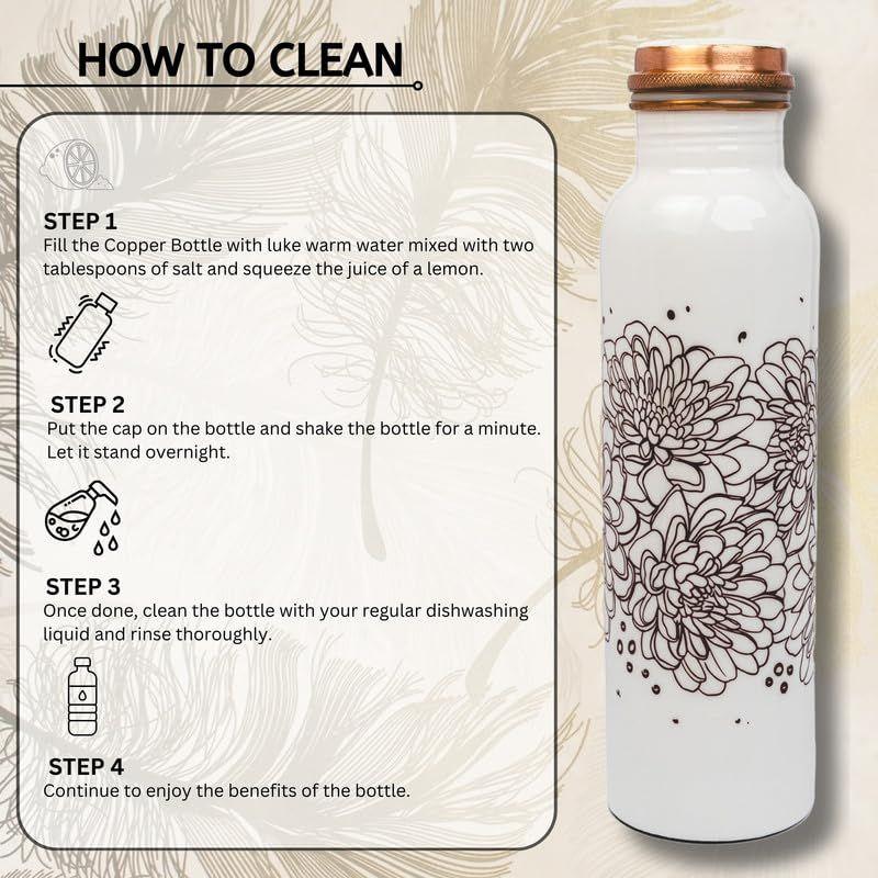 1 Liter Fassungsvermögen, Rost- und Auslaufsicher für Büro/Yoga/Zuhause/Fitnessstudio/Trekking/Reisen, BPA-frei, Mit antimikrobiellen Eigenschaften (Blume Braun)