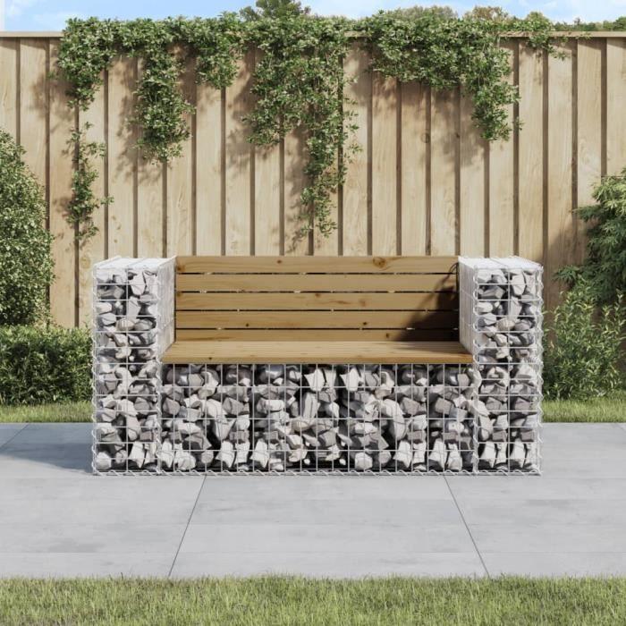 VidaXL Design Gabion Garden Bench 143x71x65.5cm Impregnated Pine Wood 834379