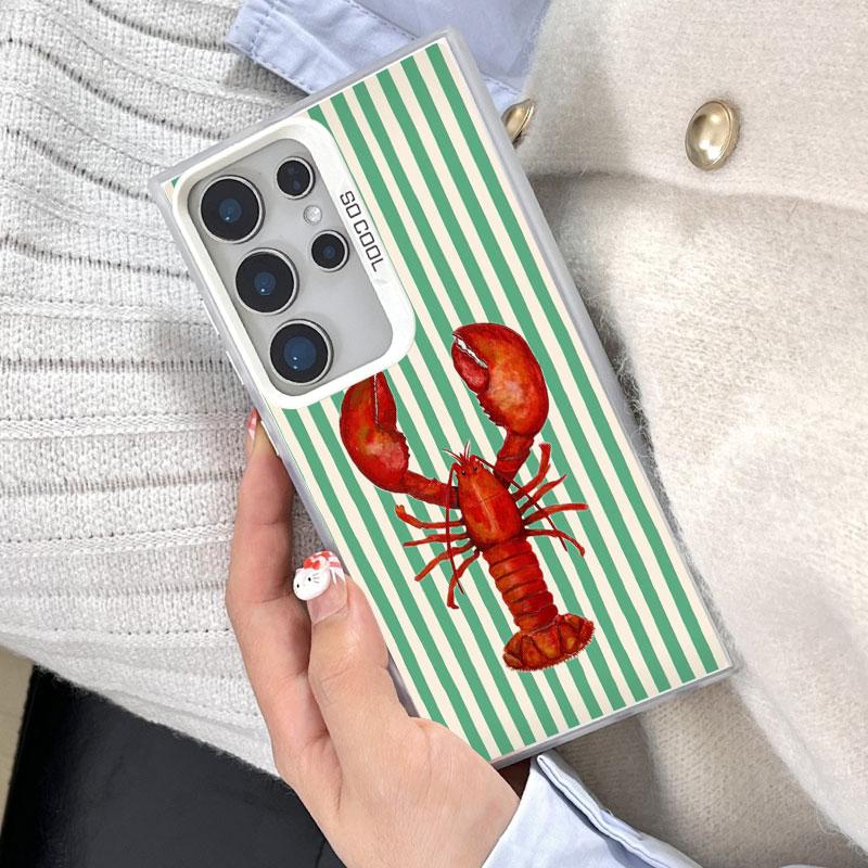 For Samsung Galaxy S25 S24 S23 S22 Ultra Plus S21 S23 S24 FE Laser Phone Case Colorful Marine Organism Striped Base Color Covers