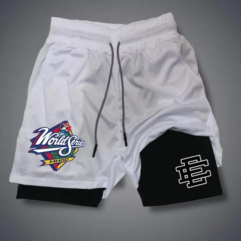 Personalized Printed Shorts Men's Summer New Double-layer Two-in-one Fitness Sports Casual Pants