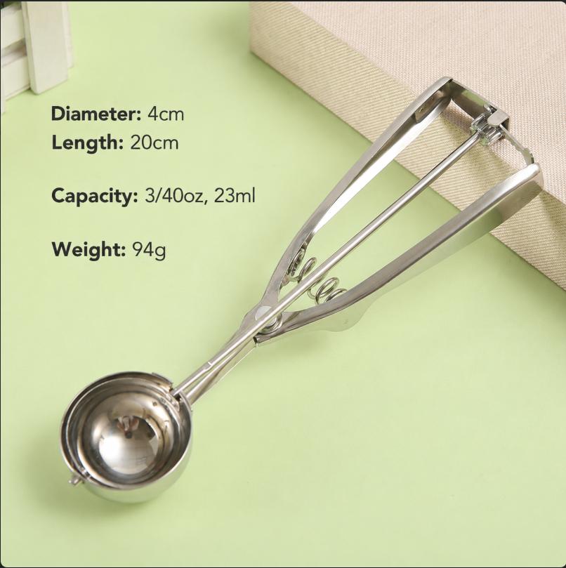 Ice Cream Stainless Steel Cookie Scoop with Trigger Stainless Steel Cookie Scoop for Baking Fruit Cookie Dough Cupcake