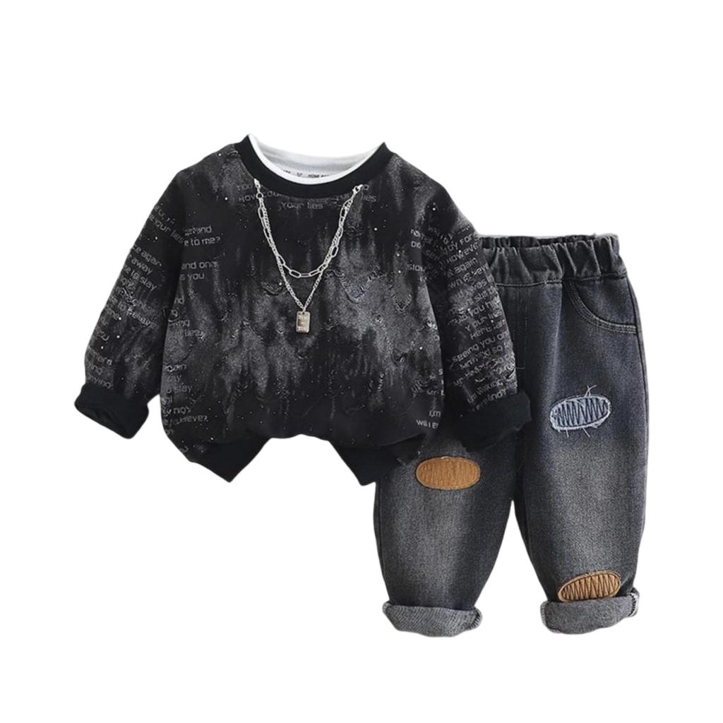 Dětská ležérní souprava s dlouhým rukávem, pohodlné každodenní oblečení