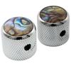 Musiclily Pro Steel Abalone Dome Universal Fitting for Electric Chrome of 1/4" Knobs, Side-Threaded, Guitar/Bass, (Set 2)