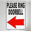 PLEASE RING DOORBELL Metal Tin Sign with Red Arrow, Vintage Style Warning Sign for Home Cafe Store Door Decor, Simple Clear Desi