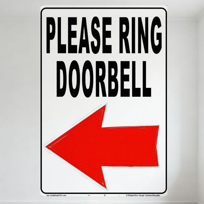 

PLEASE RING DOORBELL Metal Tin Sign with Red Arrow, Vintage Style Warning Sign for Home Cafe Store Door Decor, Simple Clear Desi 20x30cm（7.8x11.8inch）
