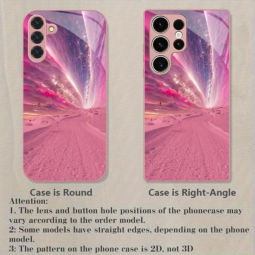 Creative pink design glass phone case suitable for Samsung Galaxy S26 S25 S24 S23 S22 S20 FE/Ultra/Plus shockproof back cover