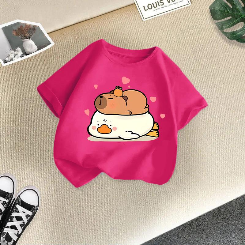 Children's Casual Short-sleeved T-shirt - Summer Boys' And Girls' Loose Capri Ballo T-shirt