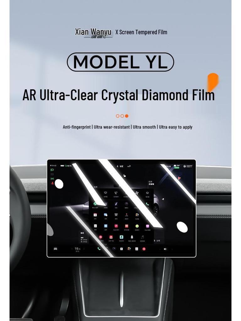 Tesla Model Y Navigation Screen Tempered Film and Center Console Sticker Accessories