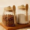 Contenants Alimentaires Hermétiques Pots de Stockage Pot en Verre avec Couvercle et Cuillère Boîte Scellée Boîtes à Sucre Thé Pots à Café Hermétiques Cuisine