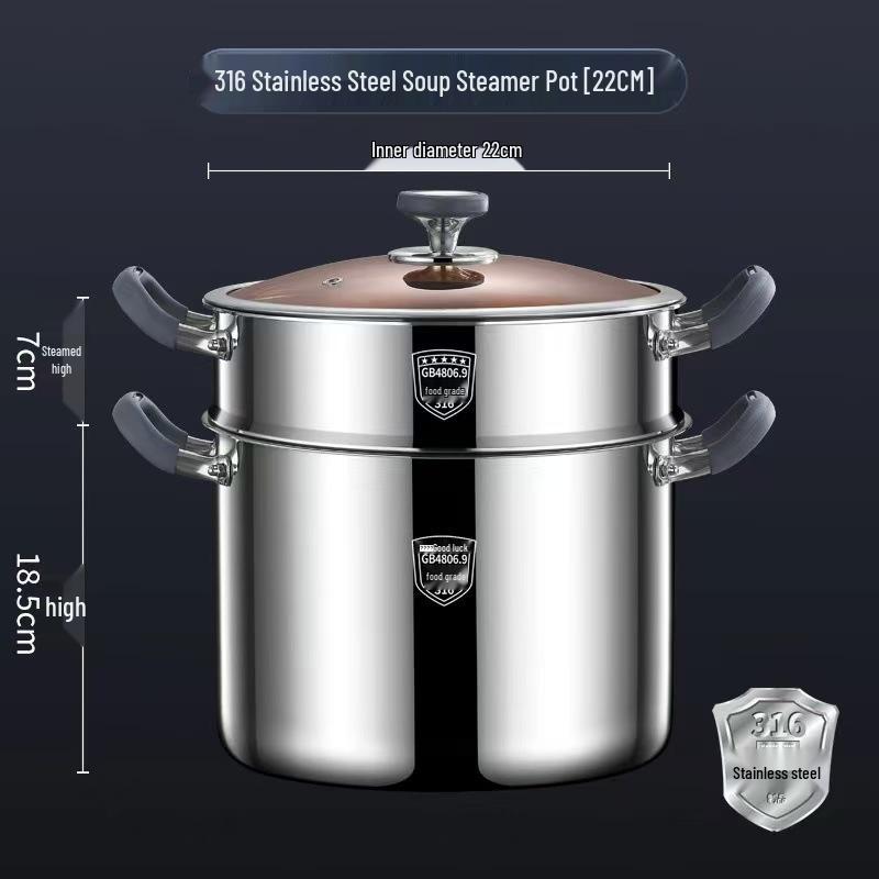 Extra Deep 316 Stainless Steel Stewing & Soup Pot - Food Grade, Large Capacity, Thick & Durable