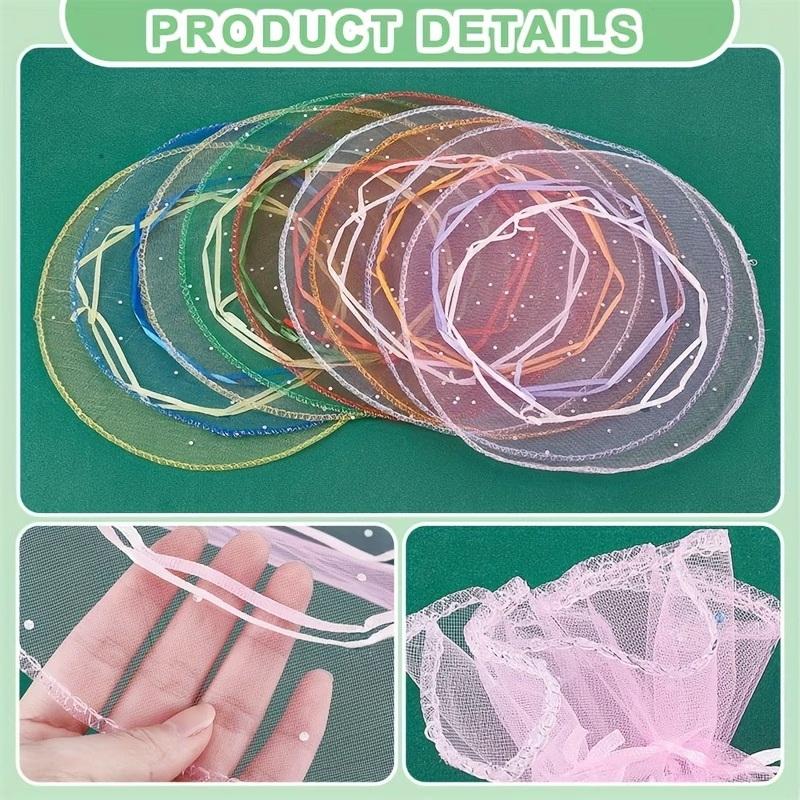 100 Pezzi 26cm Regali Sacchetto Rotondo in Organza Elemento in Garza Sacchetto Coulissato Sacchetti per Gioielli Bomboniere Matrimonio e Sacchetti per Festa di Matrimonio