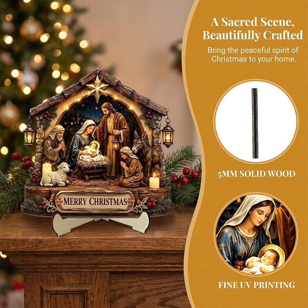 2D Flache Religiöse Figur Tischornament Vintage Rustikal Weihnachten Gebetsmotiv Schild Kirche