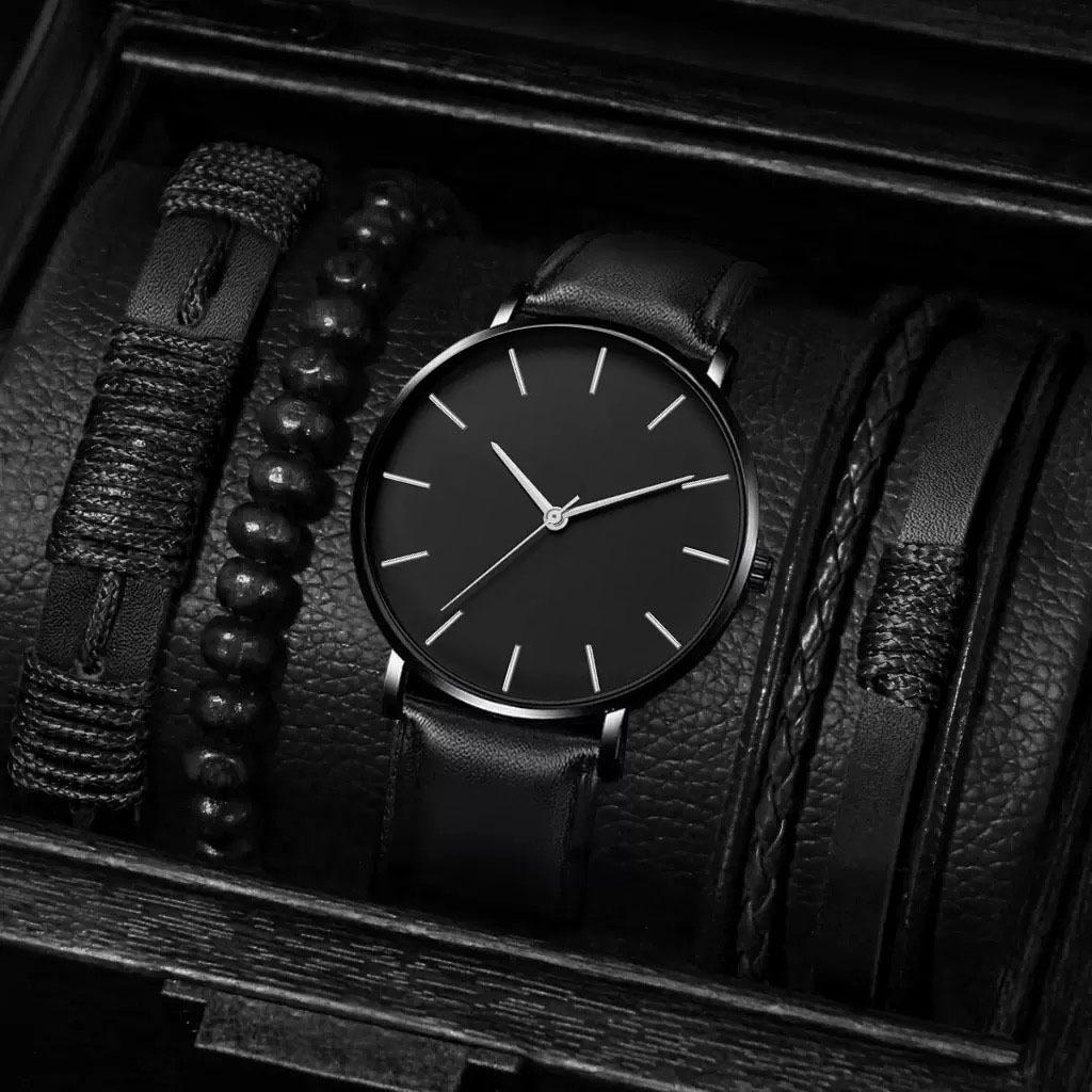 Watch Men'S Fashion Quartz Watch Ultra-Thin Watch Watch Belt Bracelet Set Men'S Watch