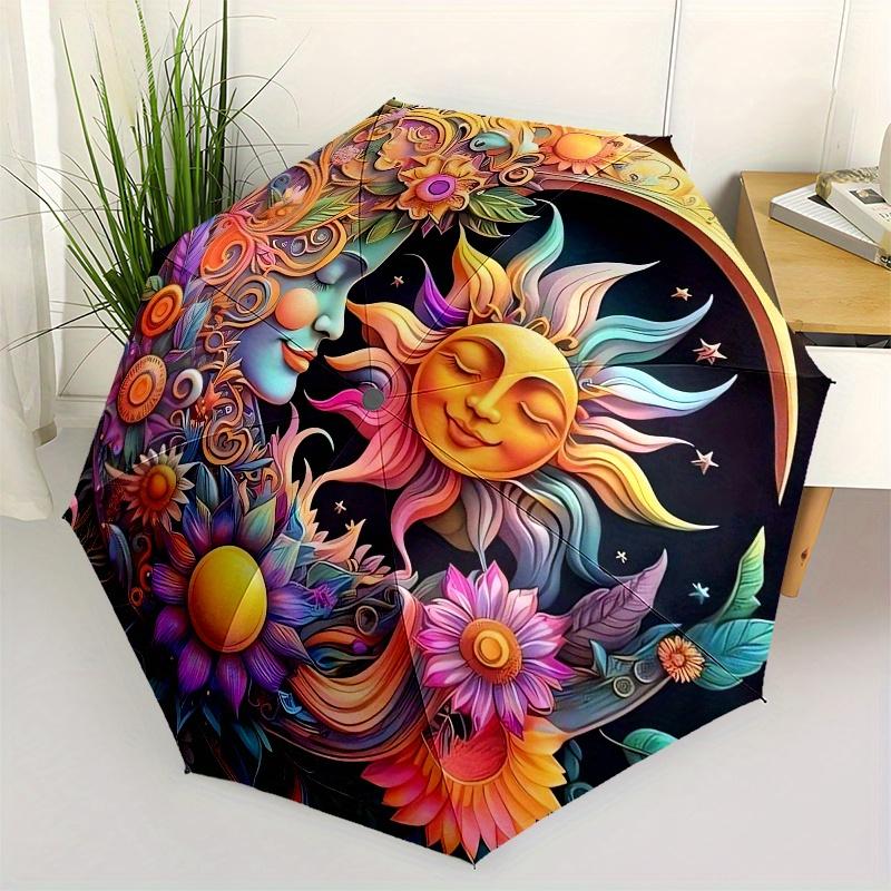 

Sunflower, Moonlit-themed, Eight-ribbed, Self-folding umbrella Is Suitable for Everyday Outdoor Use and Is An Ideal Gift for Friends and Fam