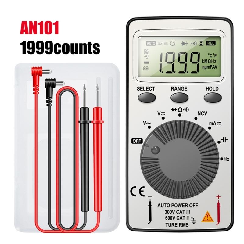 Portable Multimeter 1999 Counts Digital Multimeter Voltmeter Auto-Ranging for Testing Voltage Current Resist Continue